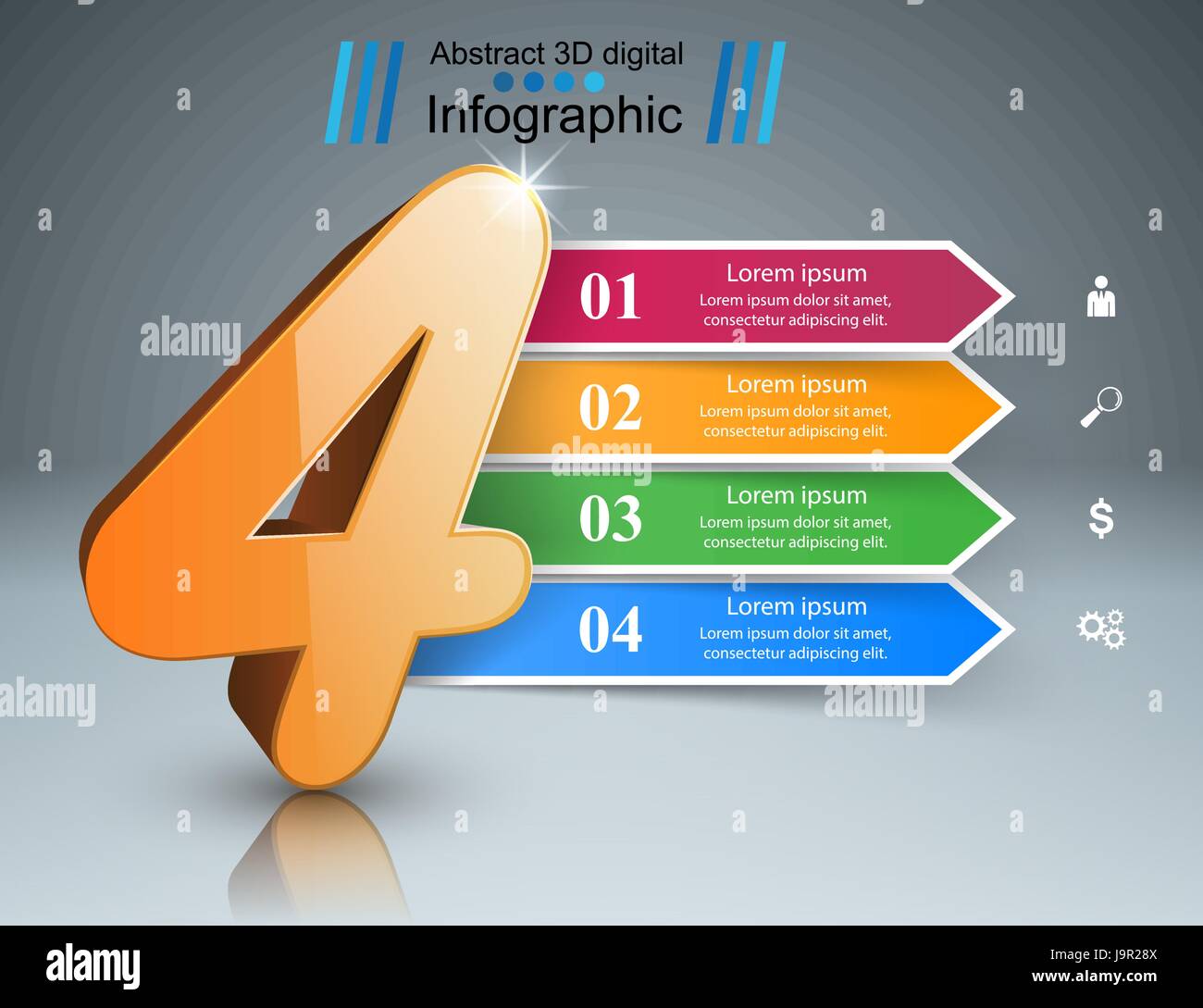 Abstract 3D digital illustration Infographic. Marketing info Stock Vector