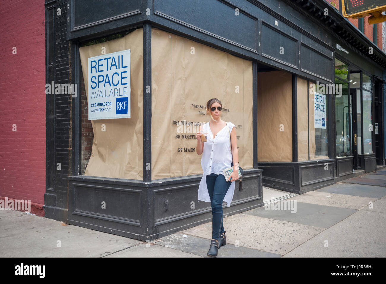 The closed Ralph Lauren store on trendy Bleecker Street in the Greenwich  Village neighborhood of New York is seen on Thursday, June 1, 2017. As  leases expire rents are becoming untenable even