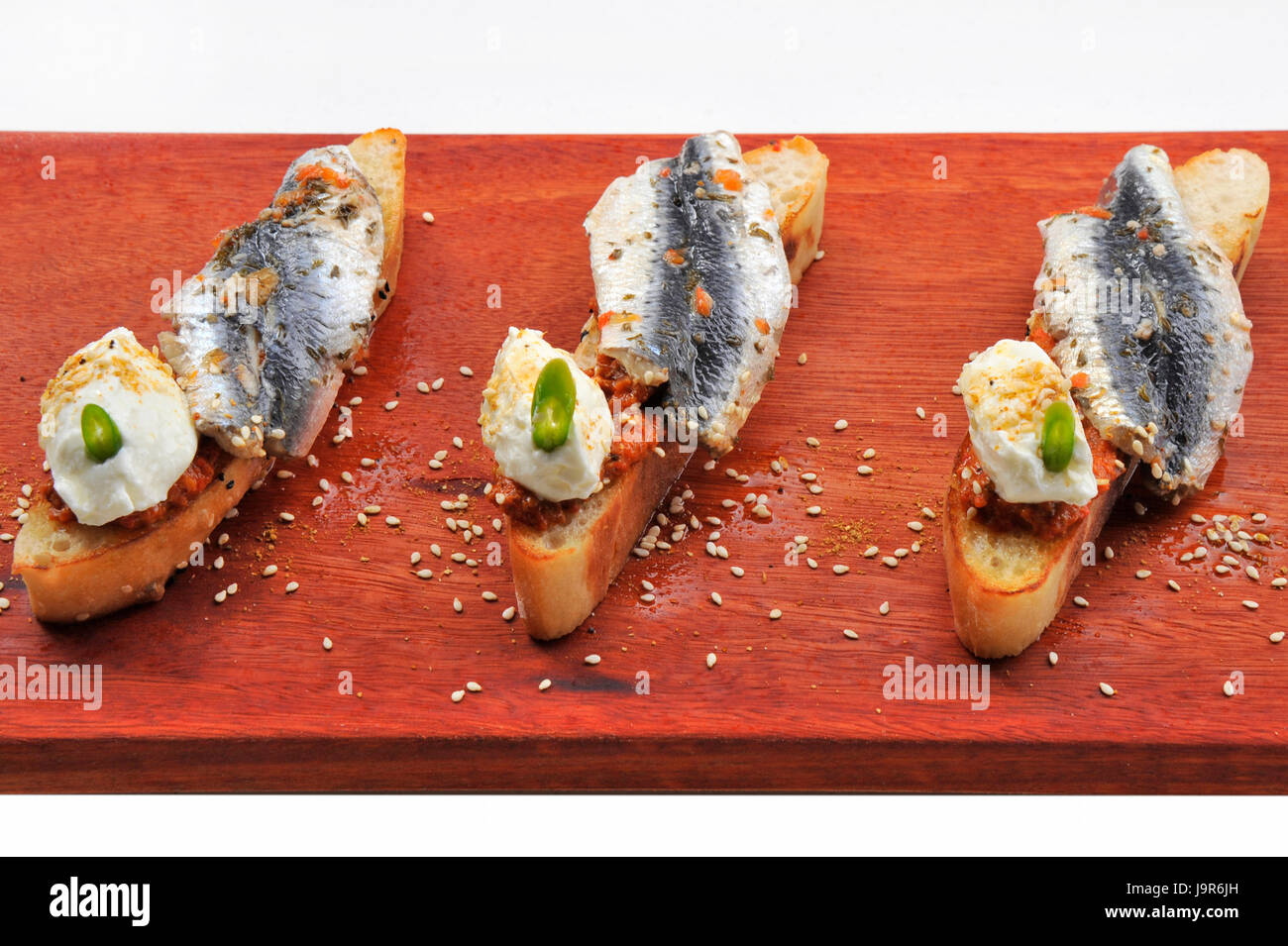Modern Australian plated meals, served as light food in faces and restaurants Stock Photo