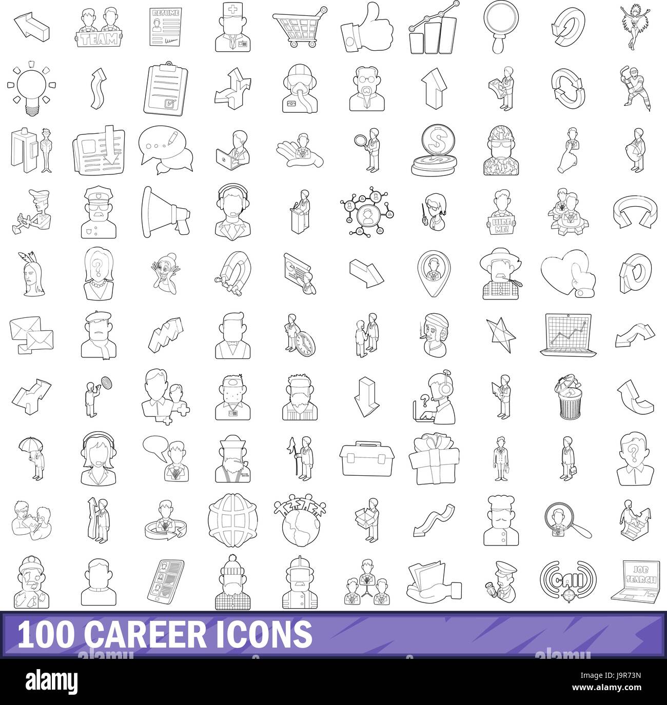 100 career icons set, outline style Stock Vector Image & Art - Alamy
