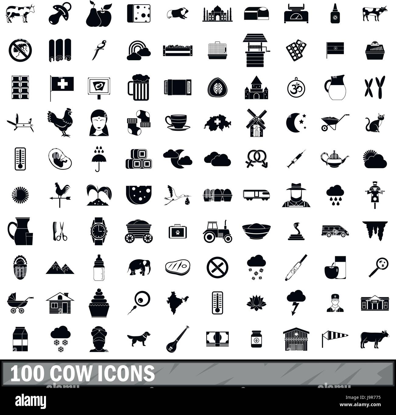 100 cow icons set, simple style Stock Vector Image & Art - Alamy