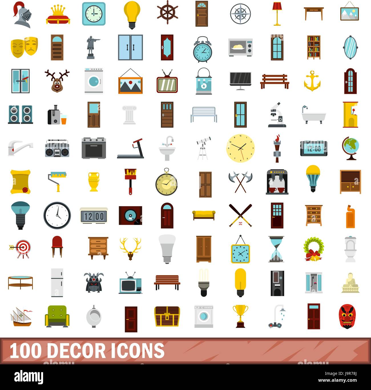 100 decor icons set, flat style Stock Vector Image & Art - Alamy