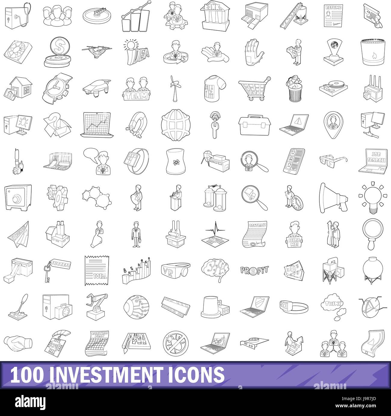 100 investment icons set, outline style Stock Vector Image & Art - Alamy