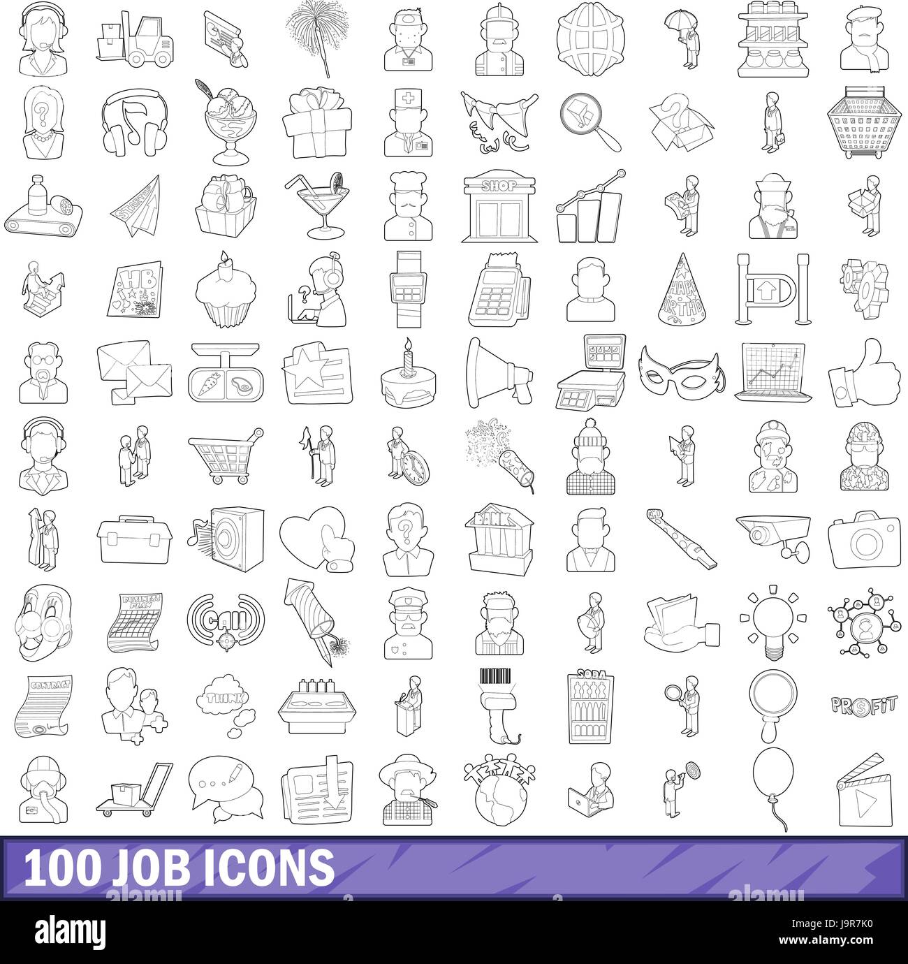 100 job icons set, outline style Stock Vector Image & Art - Alamy