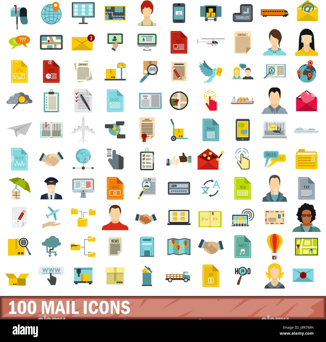 100 mail icons set, flat style Stock Vector Image & Art - Alamy