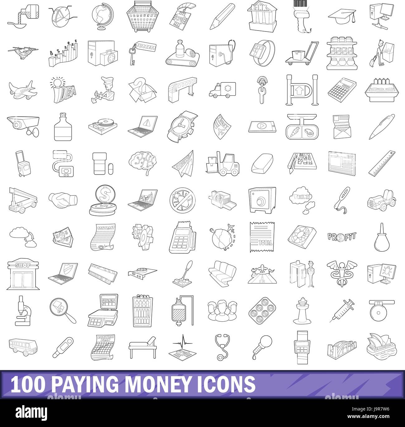 100 paying money icons set, outline style Stock Vector Image & Art - Alamy