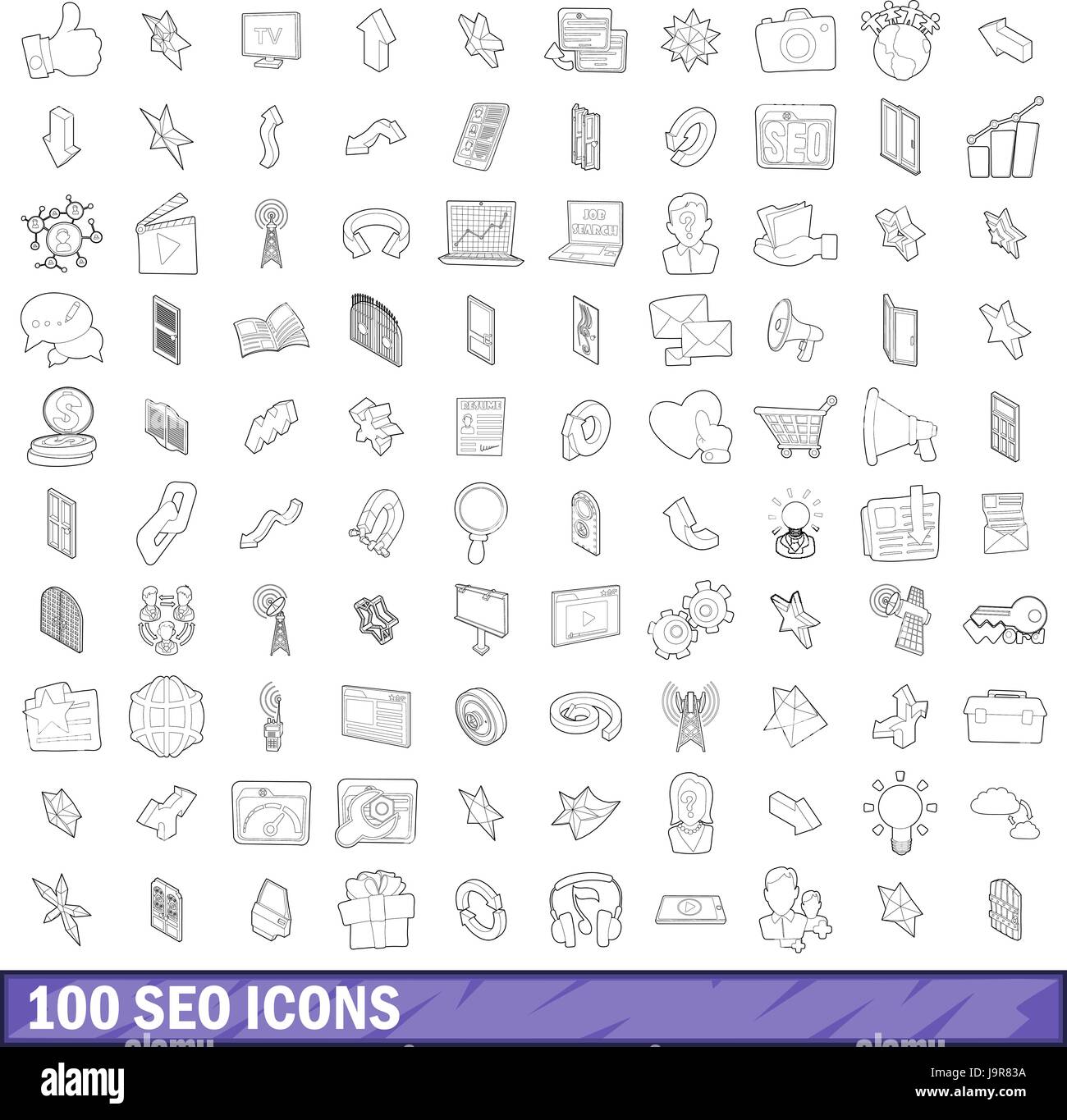 100 seo icons set, outline style Stock Vector Image & Art - Alamy