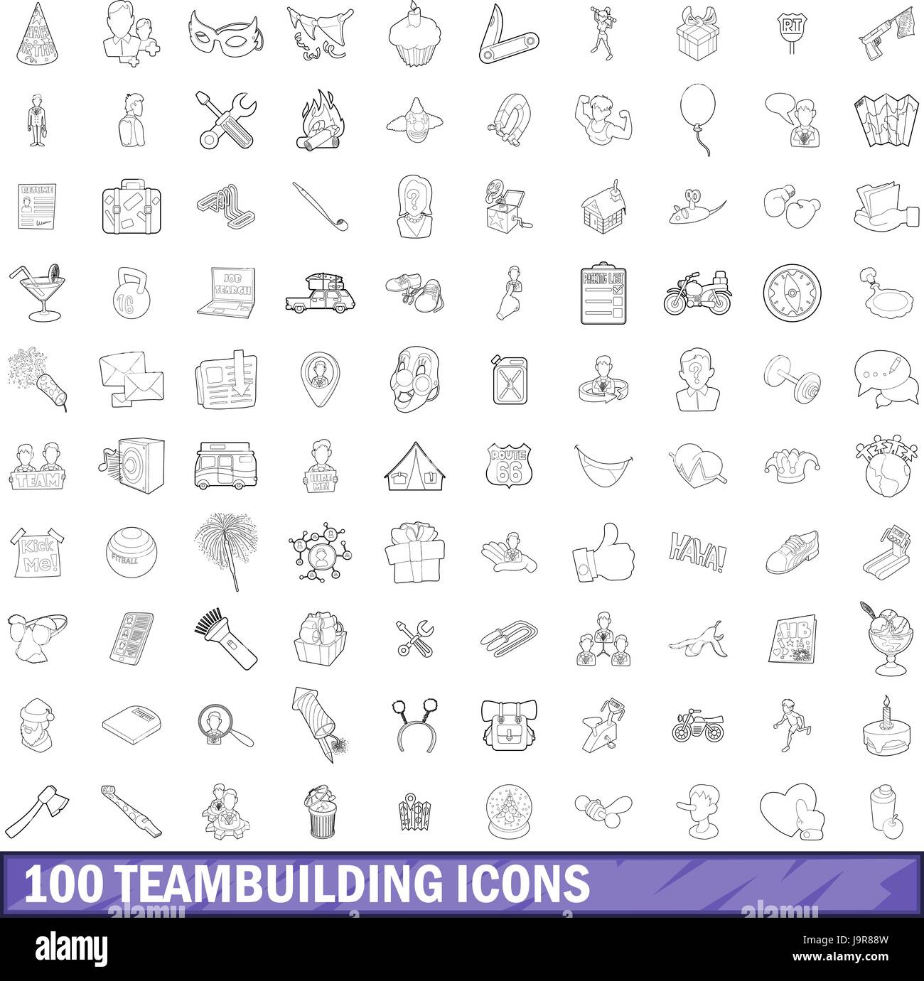 100 teambuilding icons set, outline style Stock Vector Image & Art - Alamy