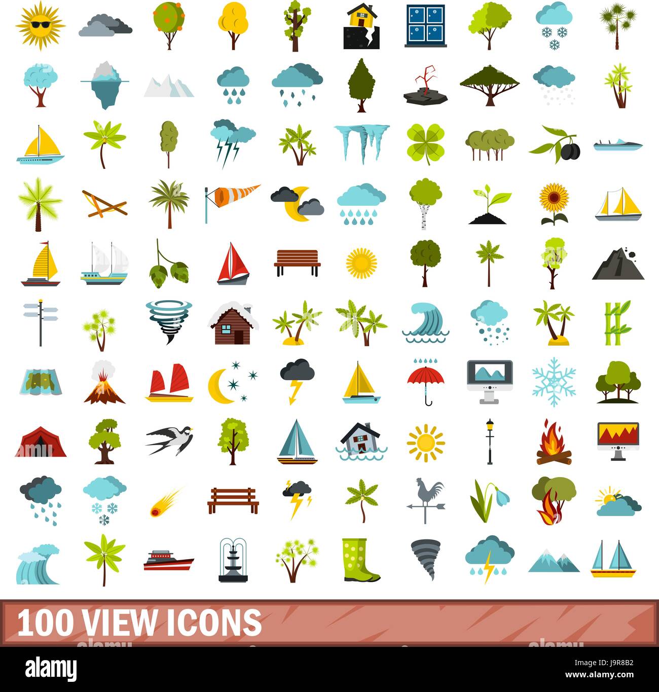 100 view icons set, flat style Stock Vector Image & Art - Alamy