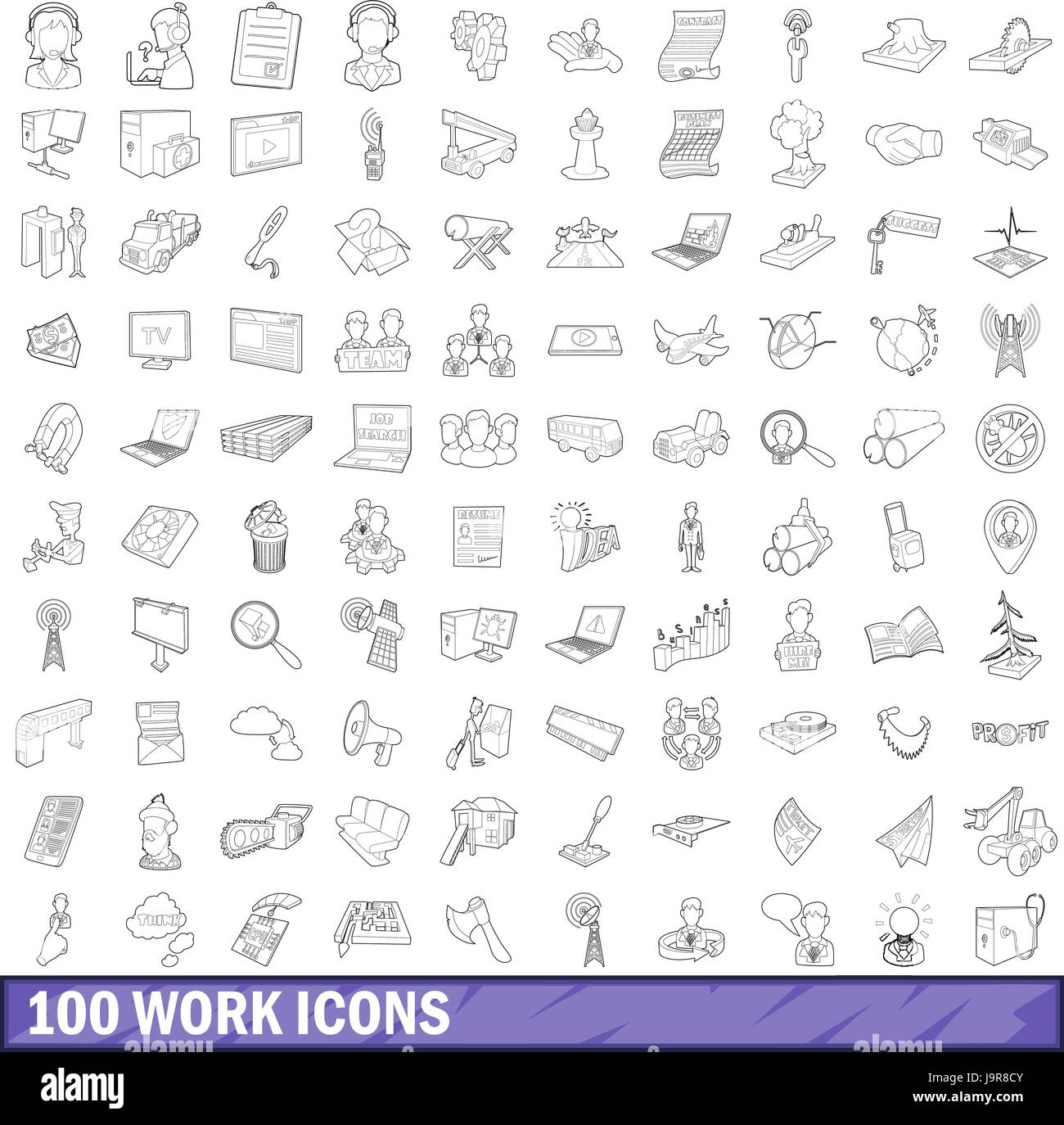 100 work icons set, outline style Stock Vector Image & Art - Alamy