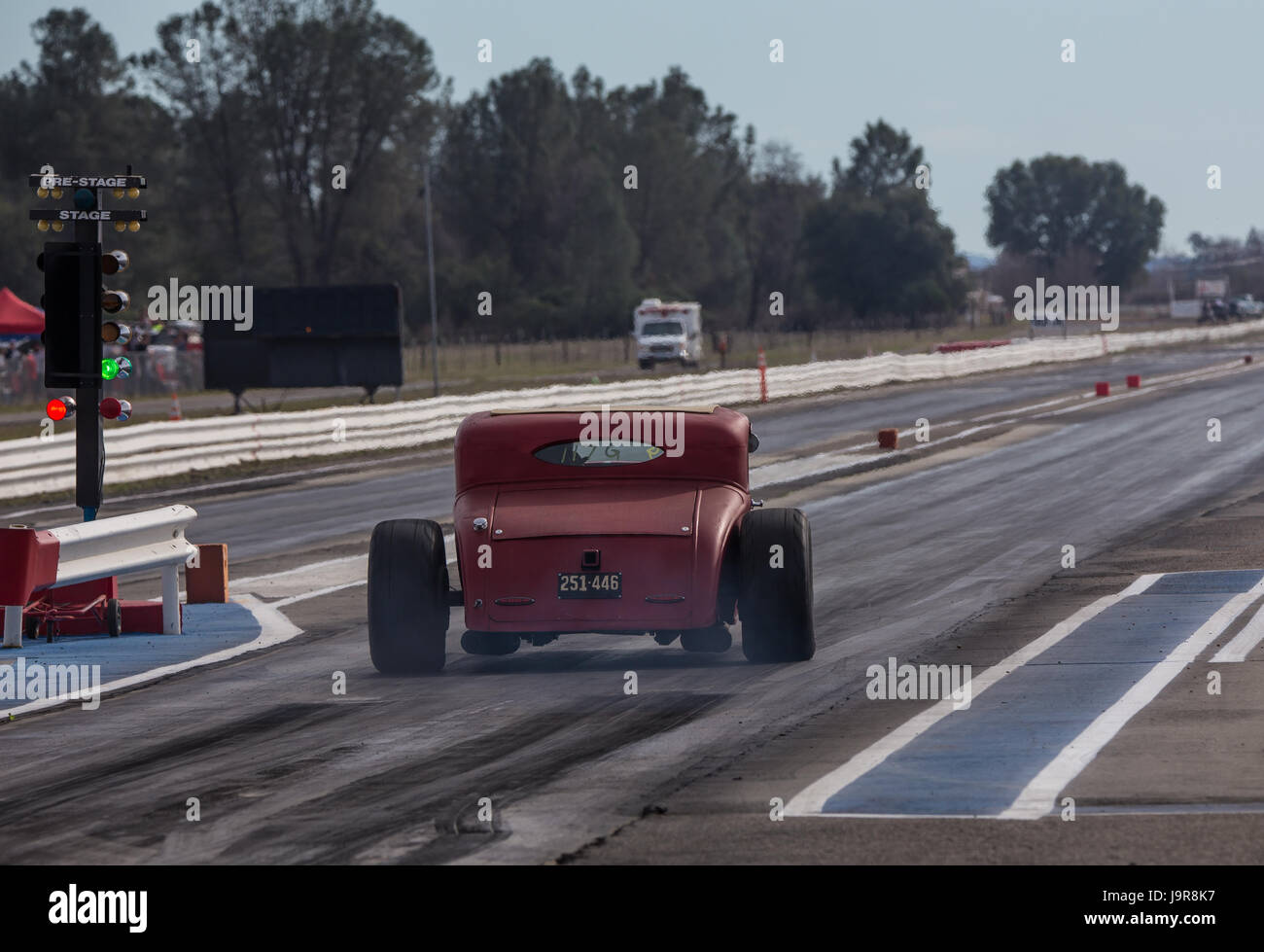 Hot rod at the Redding Drag Strip in Northern California Stock Photo