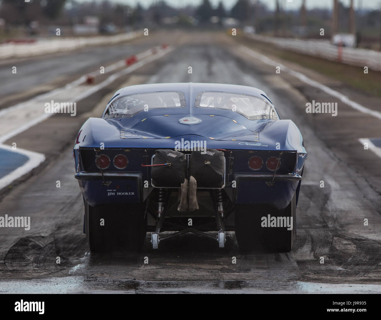 Hot rod at the Redding Drag Strip in Northern California. Stock Photo