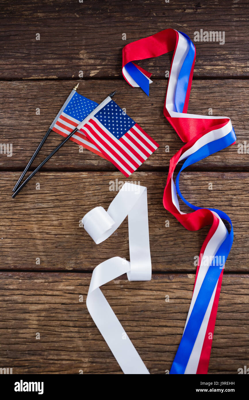 American flags and various ribbons arranged on table Stock Photo - Alamy