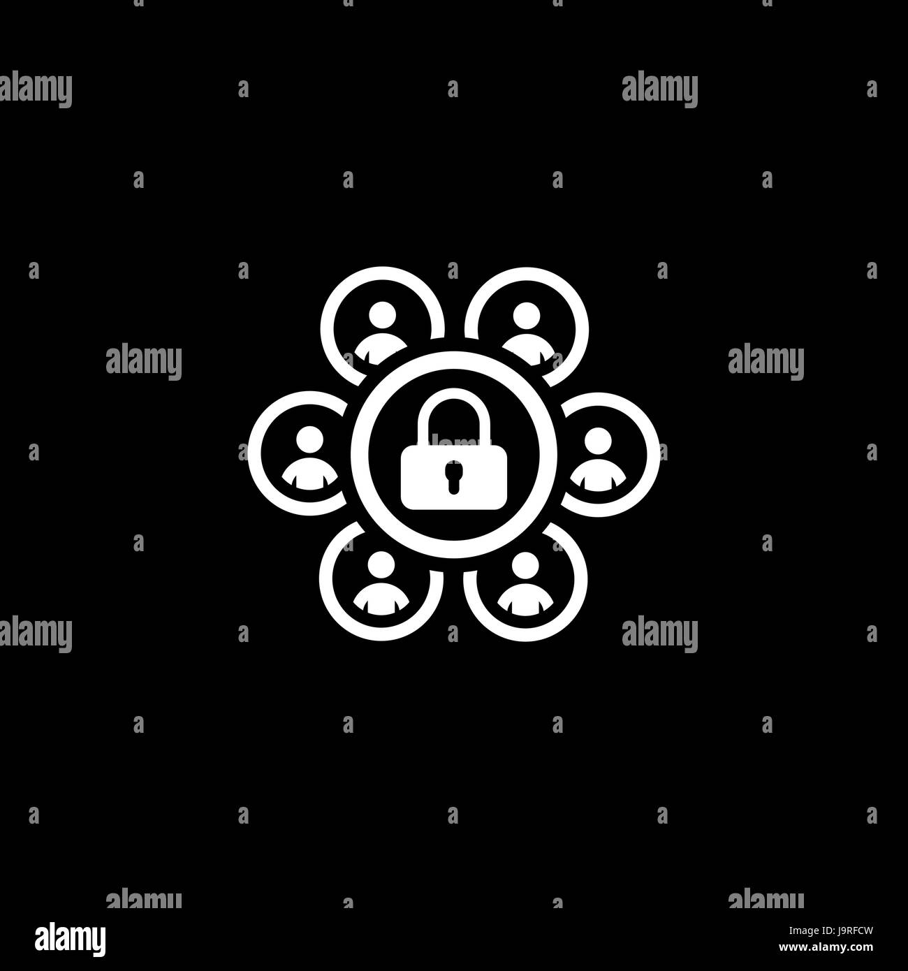 Group Security Icon. Flat Design. Stock Vector