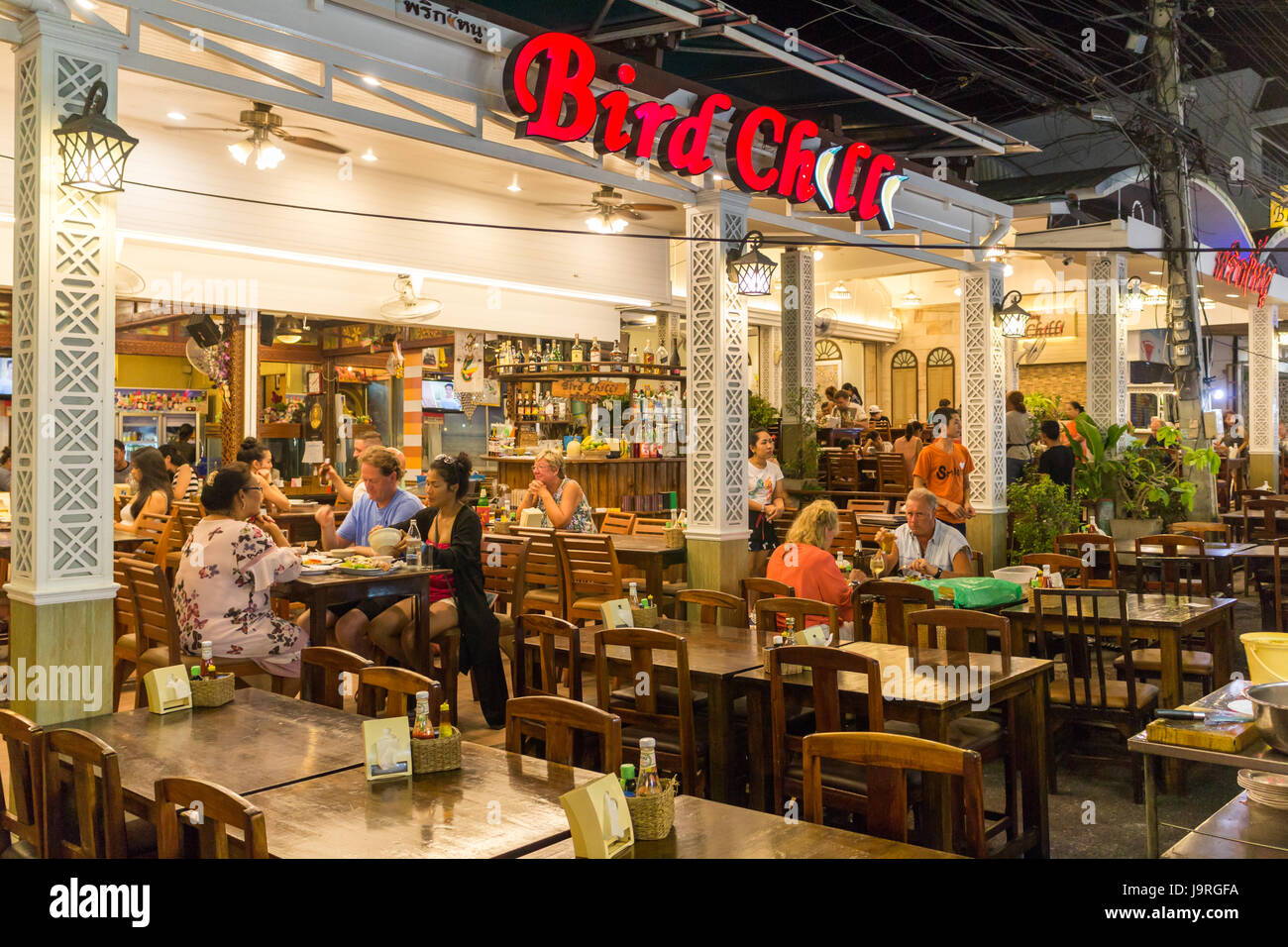 The Bird Chilli restaurant, Hua Hin night market, Thailand Stock Photo
