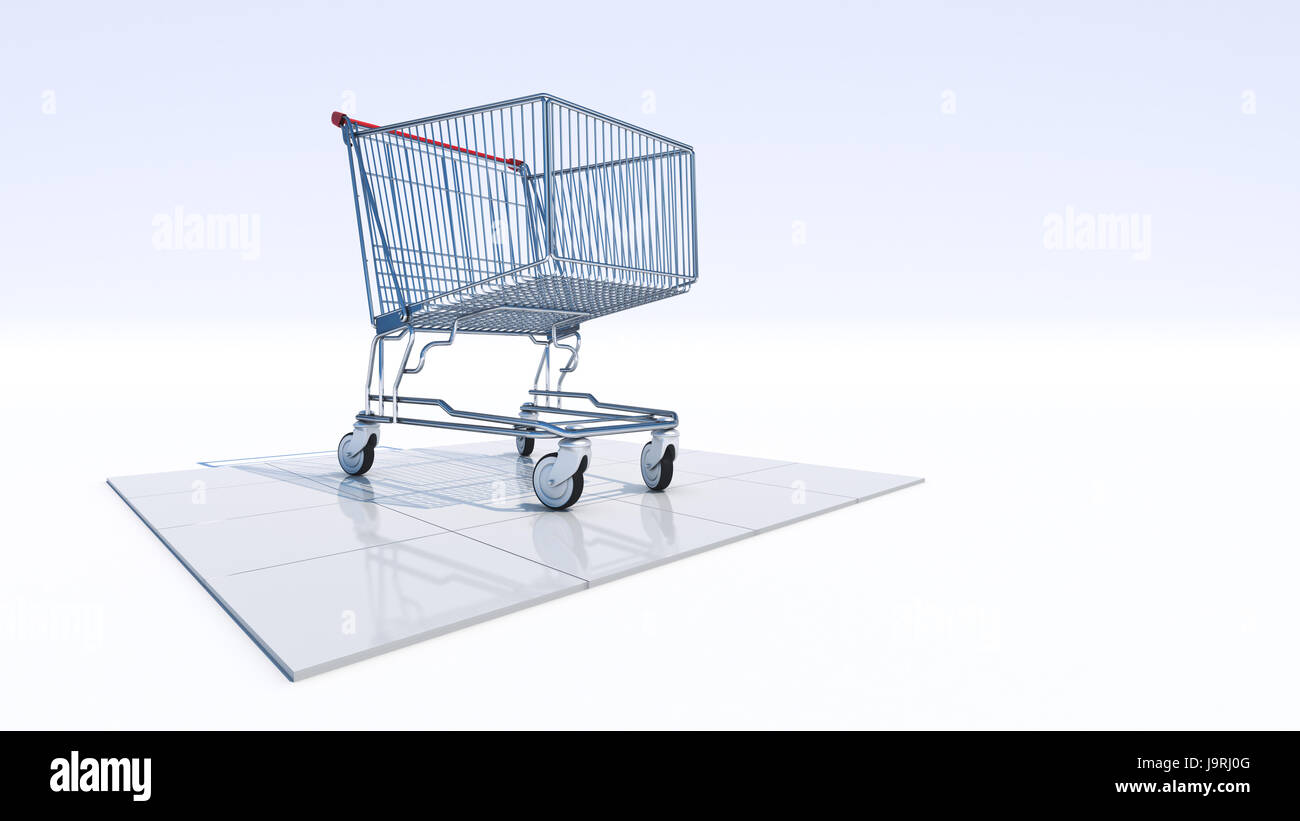 Empty shopping cart, 3d rendering Stock Photo - Alamy