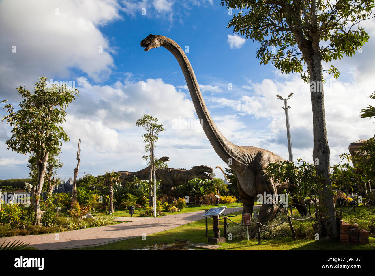 20 September 2016 At the Dinosaur park Dannok Sadao District, Songkhla in Thailand opening hours 10.00 am. - 10.00 pm. In the morning have sunrise and Stock Photo