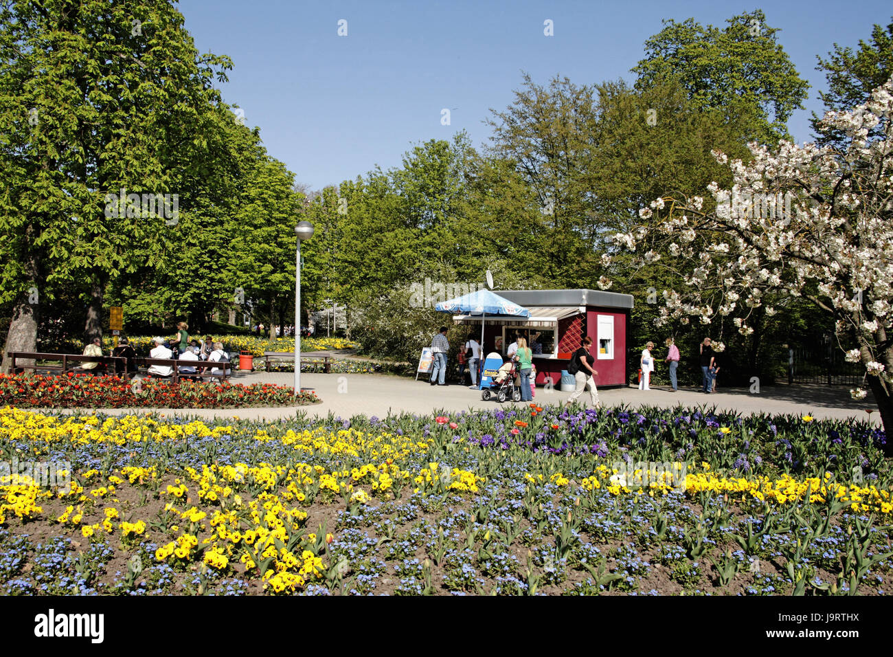 Germany,BadenWurttemberg,Mannheim,Luisenpark,flowers,ice cream booth