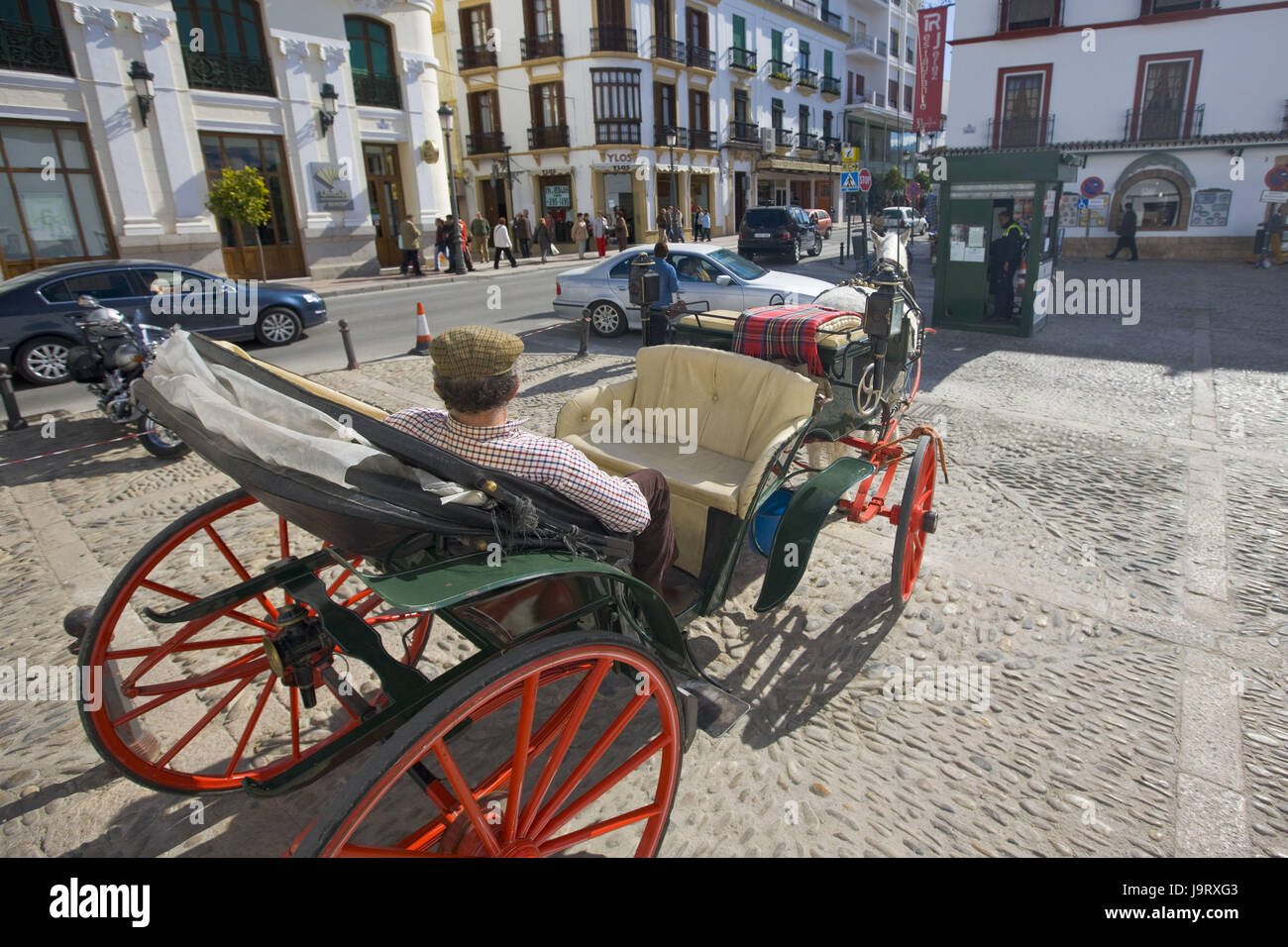 Spain,Andalusia,rondo,el Mercadillo,horse's carriage,street scene,building,locals,Spaniards, Stock Photo