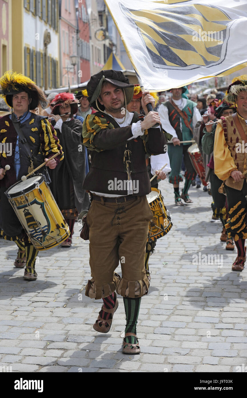 Germany,Bavaria,Oettingen,Middle Ages market,fixed procession, Stock Photo