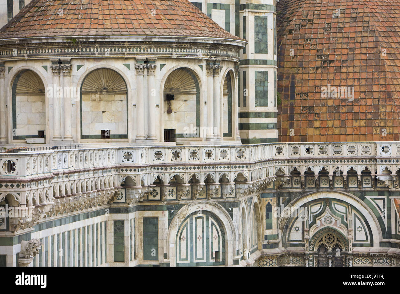 Italy,Tuscany,Florence,Piazza del Duomo,cathedral Santa Maria del Fiore,detail,Europe,town,cathedral square,Old Town,culture,sacred construction,cathedral,church,Duomo,Santa-Maria-del-Fiore,structure,historically,architecture,church facade,marble facade,Apside,dome,curled,landmarks,place of interest,nobody,UNESCO-world cultural heritage,outside, Stock Photo