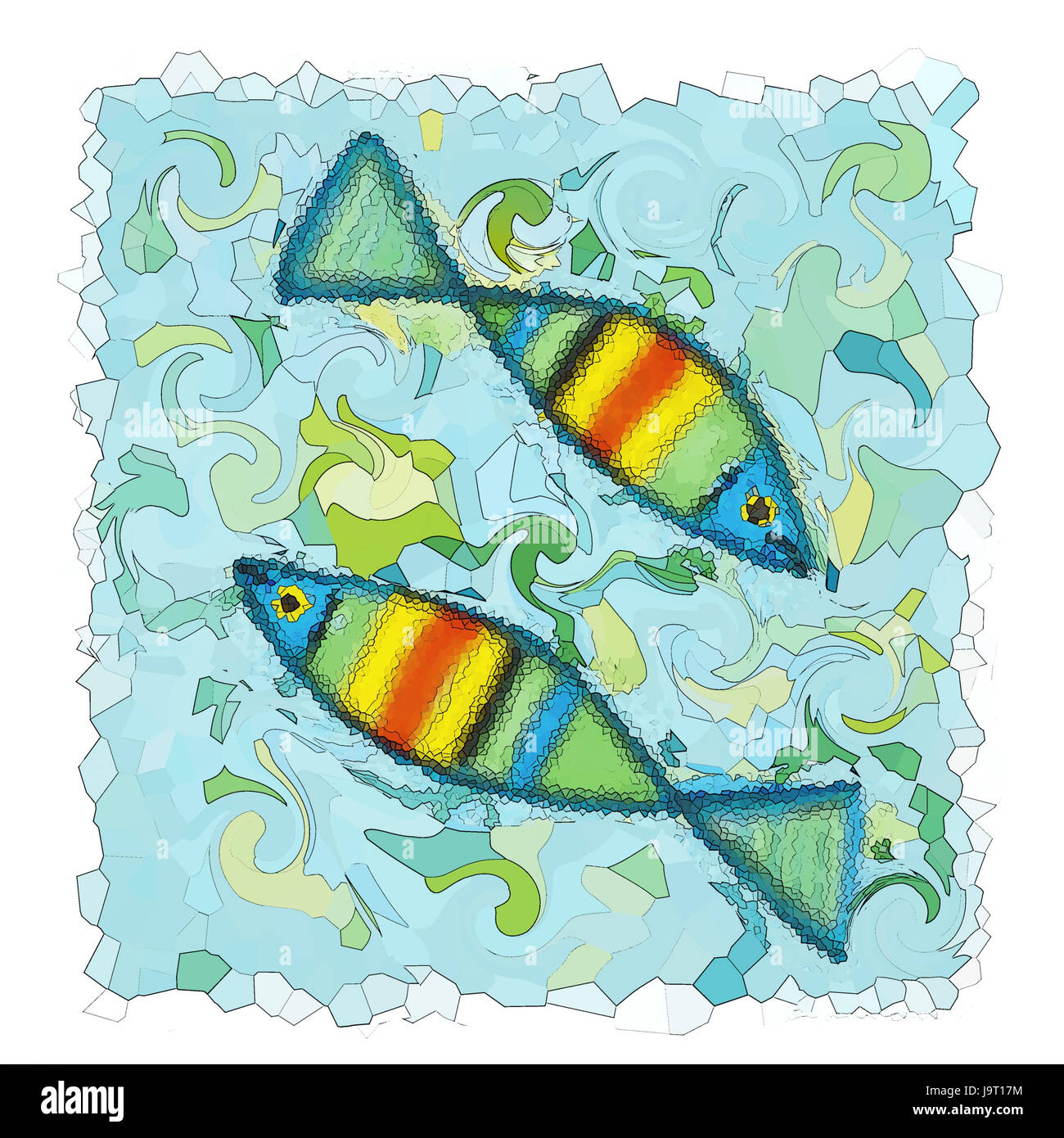 Horoscope,illustration,Stern's drawing,fish,Pisces, Stock Photo