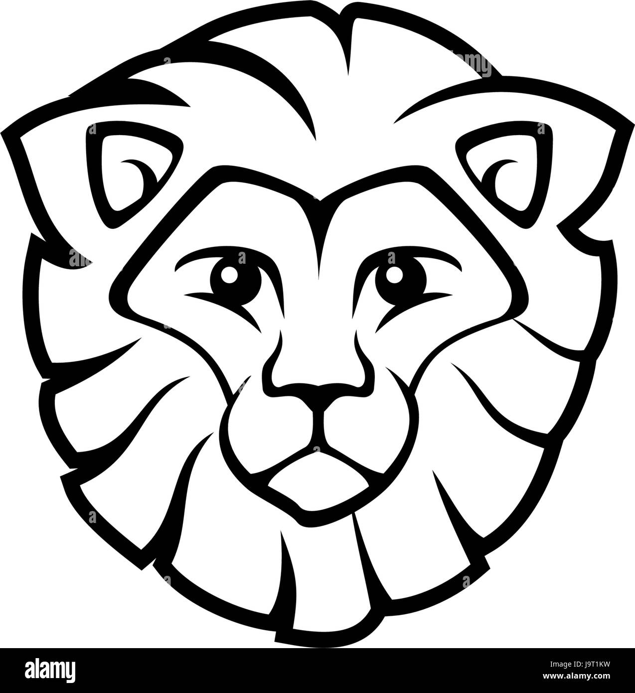 Simple Tete De Lion Dessin Facile Lion clipart Black and White Stock Photos & Images - Alamy