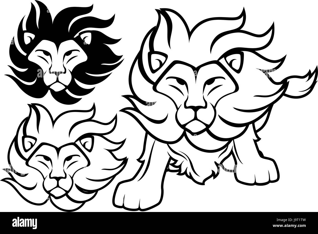 Lion Front View And Head Designs Isolated On White Background In Stock Vector Image Art Alamy