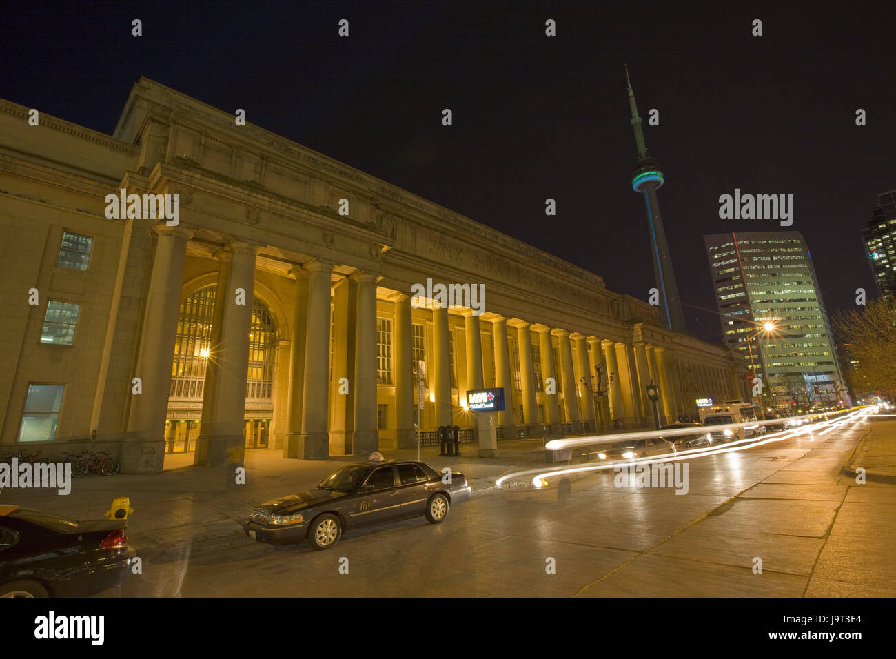 Canada,Ontario,Toronto,union station,CN Tower,night,North America,town ...