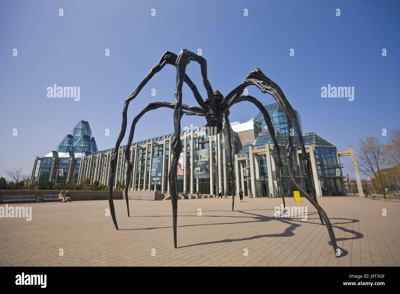 Canada,Ontario,Ottawa,national gallery,forecourt,art object,spider,'Maman',North America,town,capital,place of interest,tourism,travel,square,art,St. of art,bronze,bronze spider,building,structure,landmark,gallery,culture,facade,outside,architecture,glass dome, Stock Photo