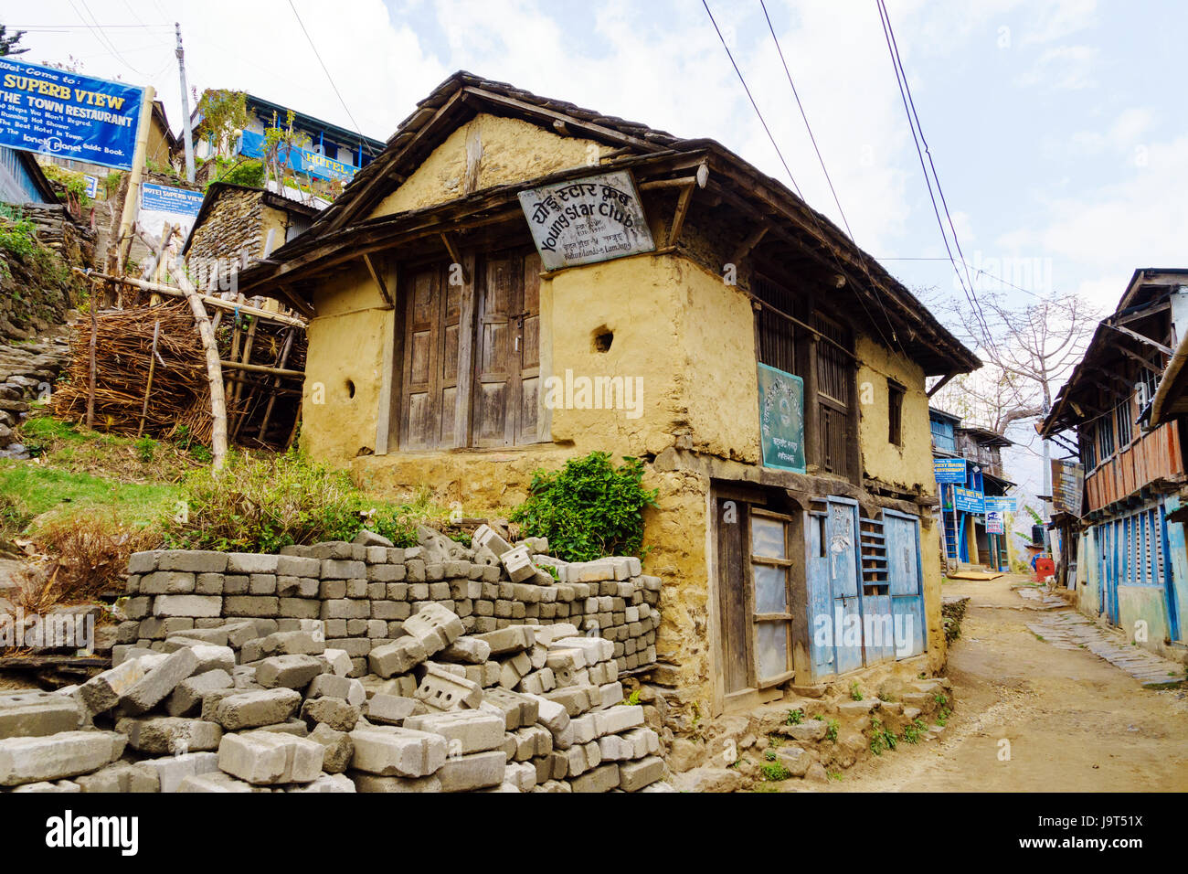 Street of Bahundanda, Lamjung district, Nepal. Stock Photo