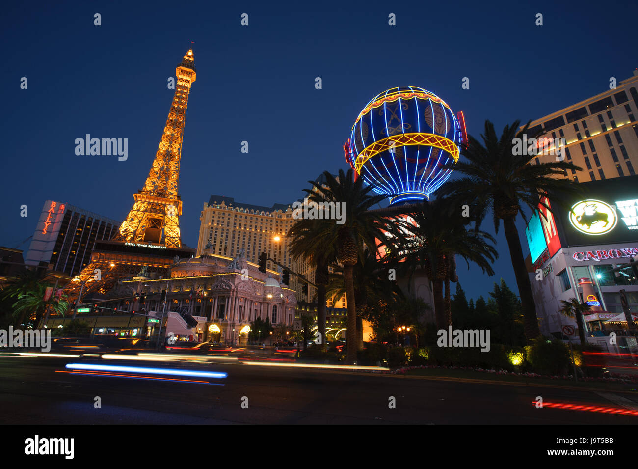 Paris hotel at twilight, Las Vegas, Nevada, USA. Stock Photo