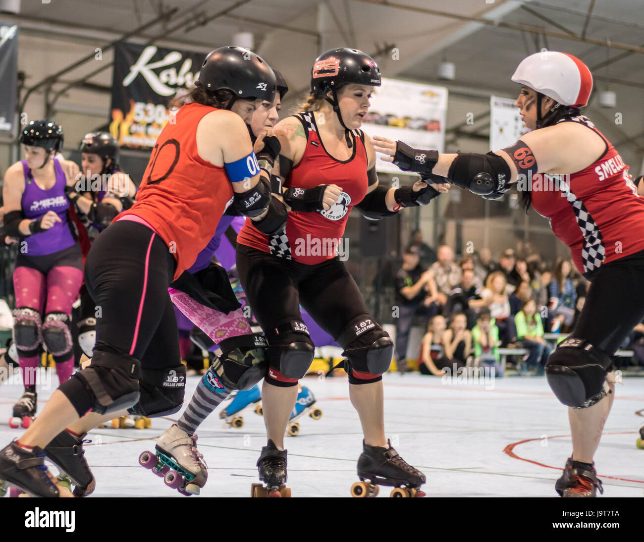 Roller derby action in Redding, California Stock Photo Alamy