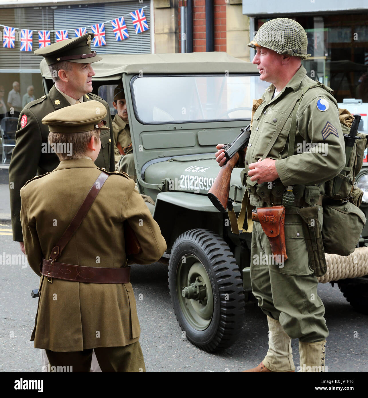 Visitors enjoying the Brighouse 1940s weekend in Yorkshire, UK Stock Photo