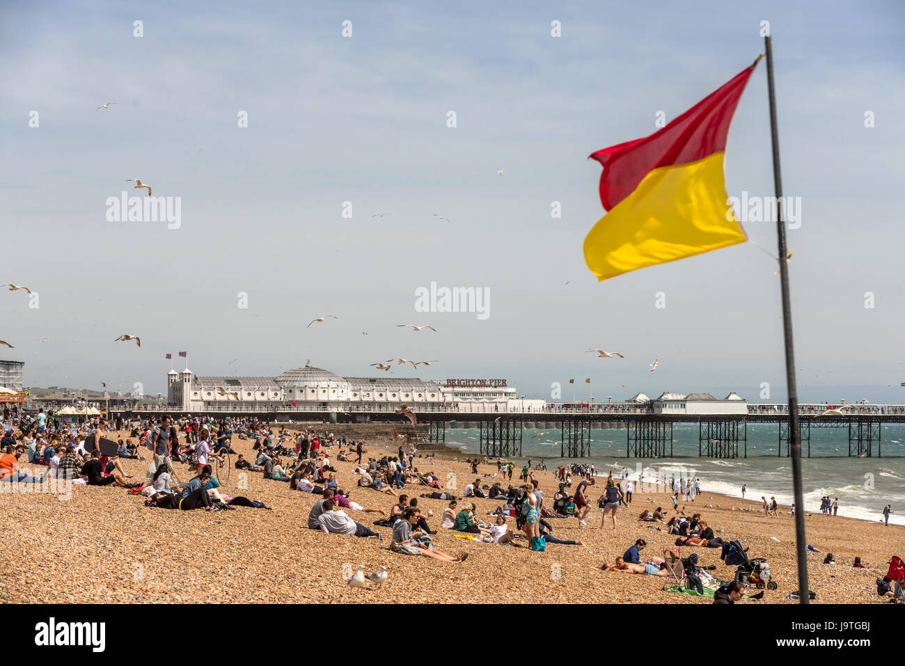 Brighton, UK. 3rd June, 2017. Changeable conditions on Brighton beach this afternoon Credit: Andrew Hasson/Alamy Live News Stock Photo