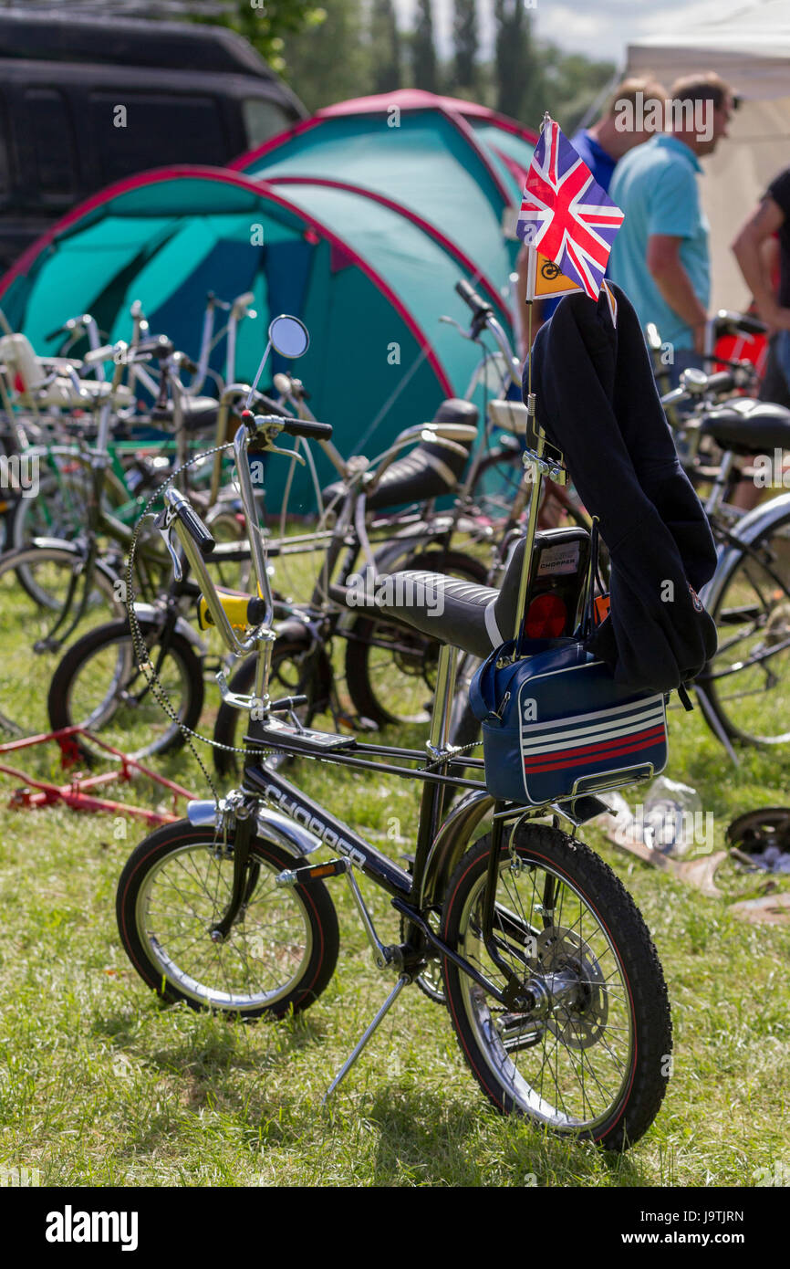 Billing Aquadrome, Northampton, U.K. 3rd June 2017. Raleigh chopper and Muscle Bike Show is a gathering of this Iconic bicycle make and other modified, classic pushbikes. Credit: Keith J Smith./Alamy Live News. Stock Photo