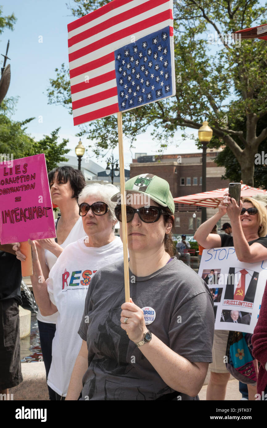 Detroit, Michigan, USA. 3rd June, 2017. Several hundred people joined a 'March for Truth' to demand an impartial investigation of the Trump Administration's ties to Russia. Credit: Jim West/Alamy Live News Stock Photo
