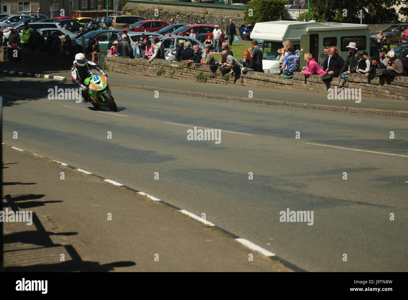 Isle of Man TT Races, Sidecar, Supersport/Lightweight/Newcomers (all classes) Qualifying Session and Practice Race. Saturday, 3 June 2017. 48 Matthew Rees on his Kawasaki supersport motorcycle of the PMR Racing/GT Superbikes team. Credit: Eclectic Art and Photography/Alamy Live News. Stock Photo