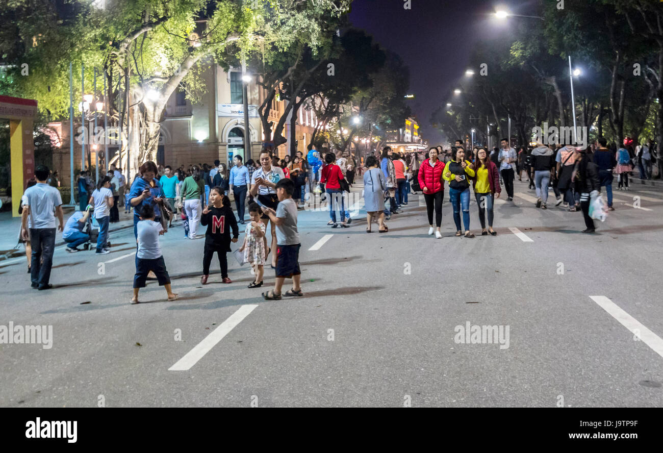City of Hanoi in Vietnam at night Stock Photo