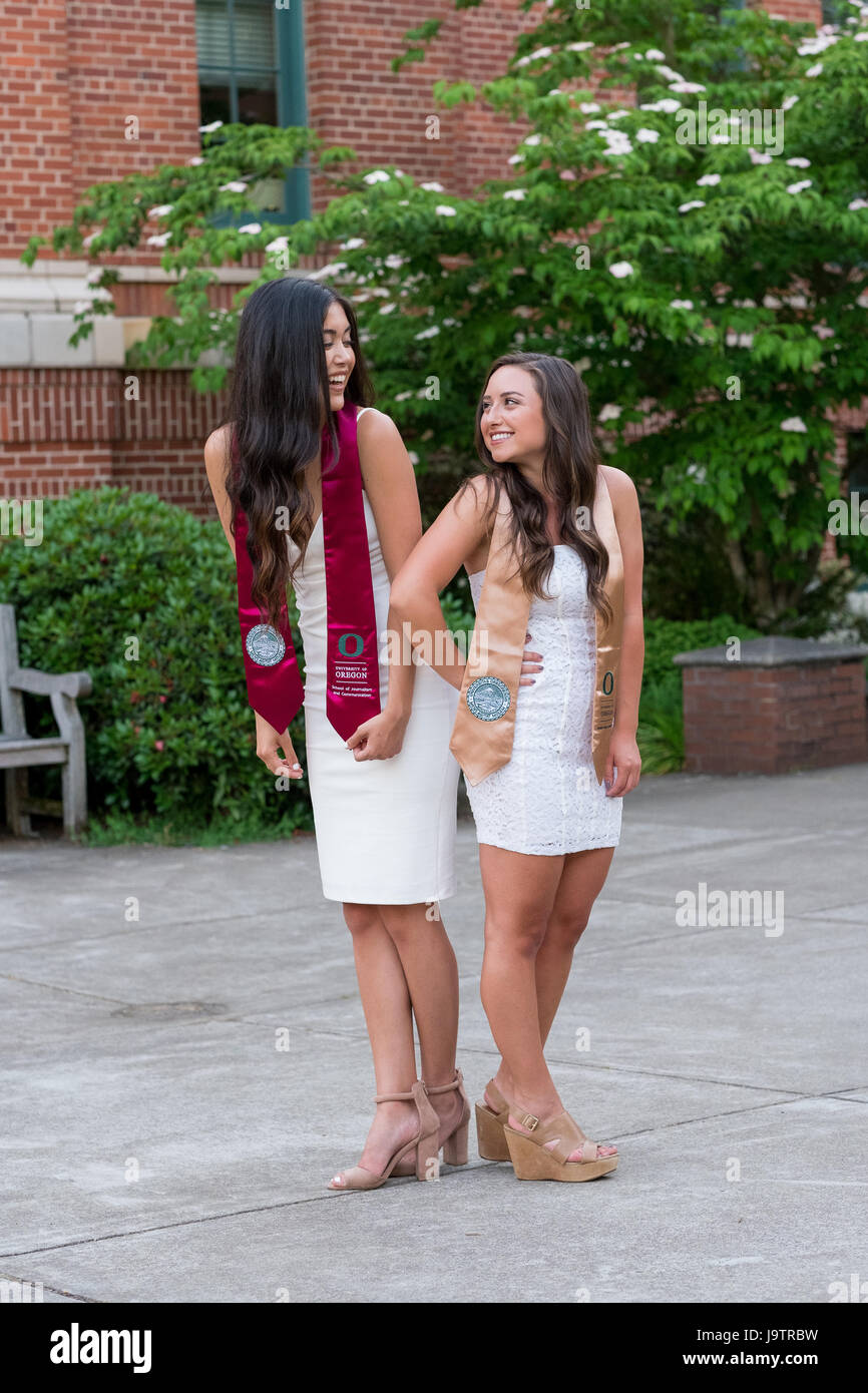 University of Oregon Female College Grad Stock Photo