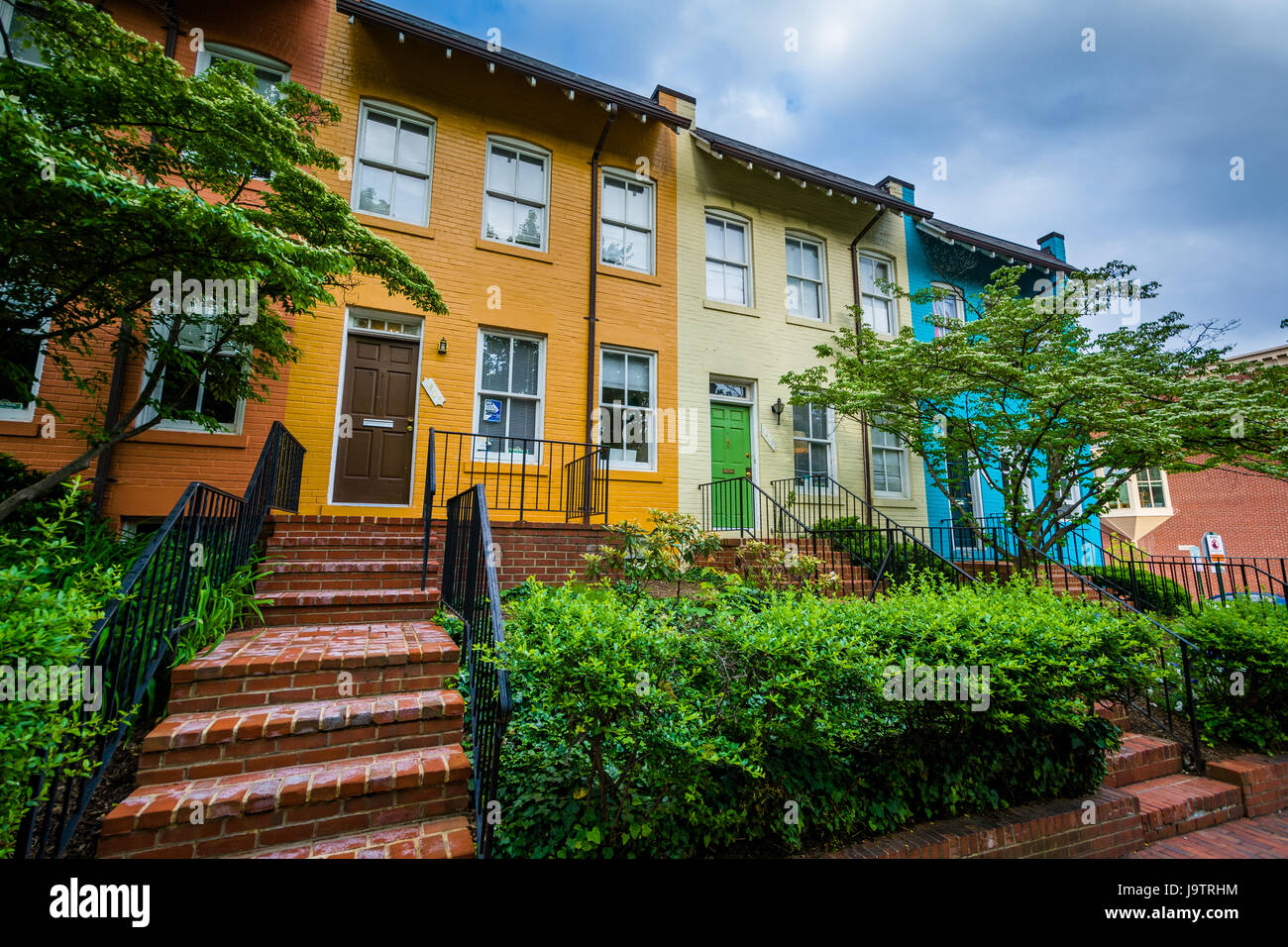 Colorful row houses in Georgetown, Washington, DC Stock Photo - Alamy
