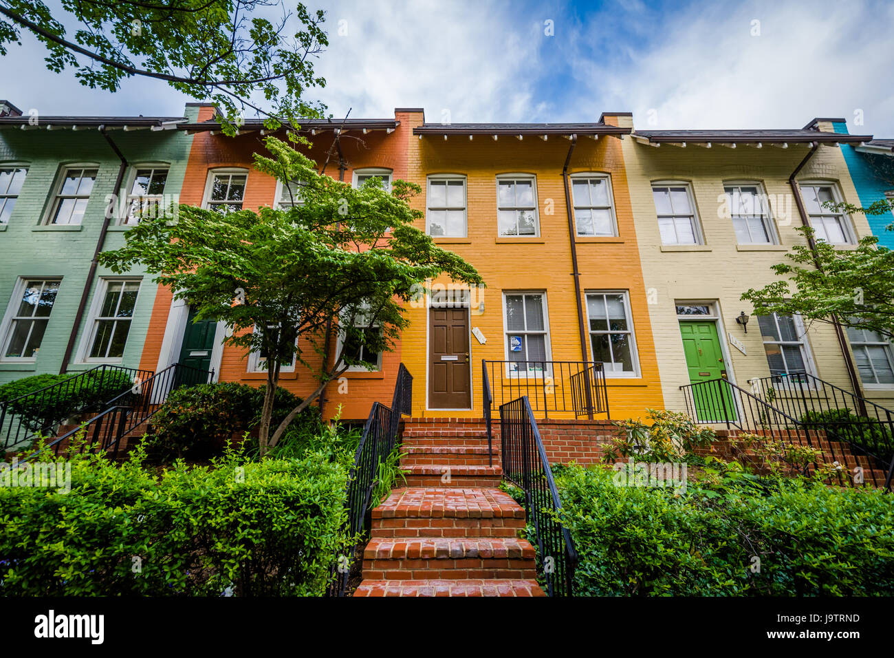 Colorful row houses in Georgetown, Washington, DC Stock Photo - Alamy