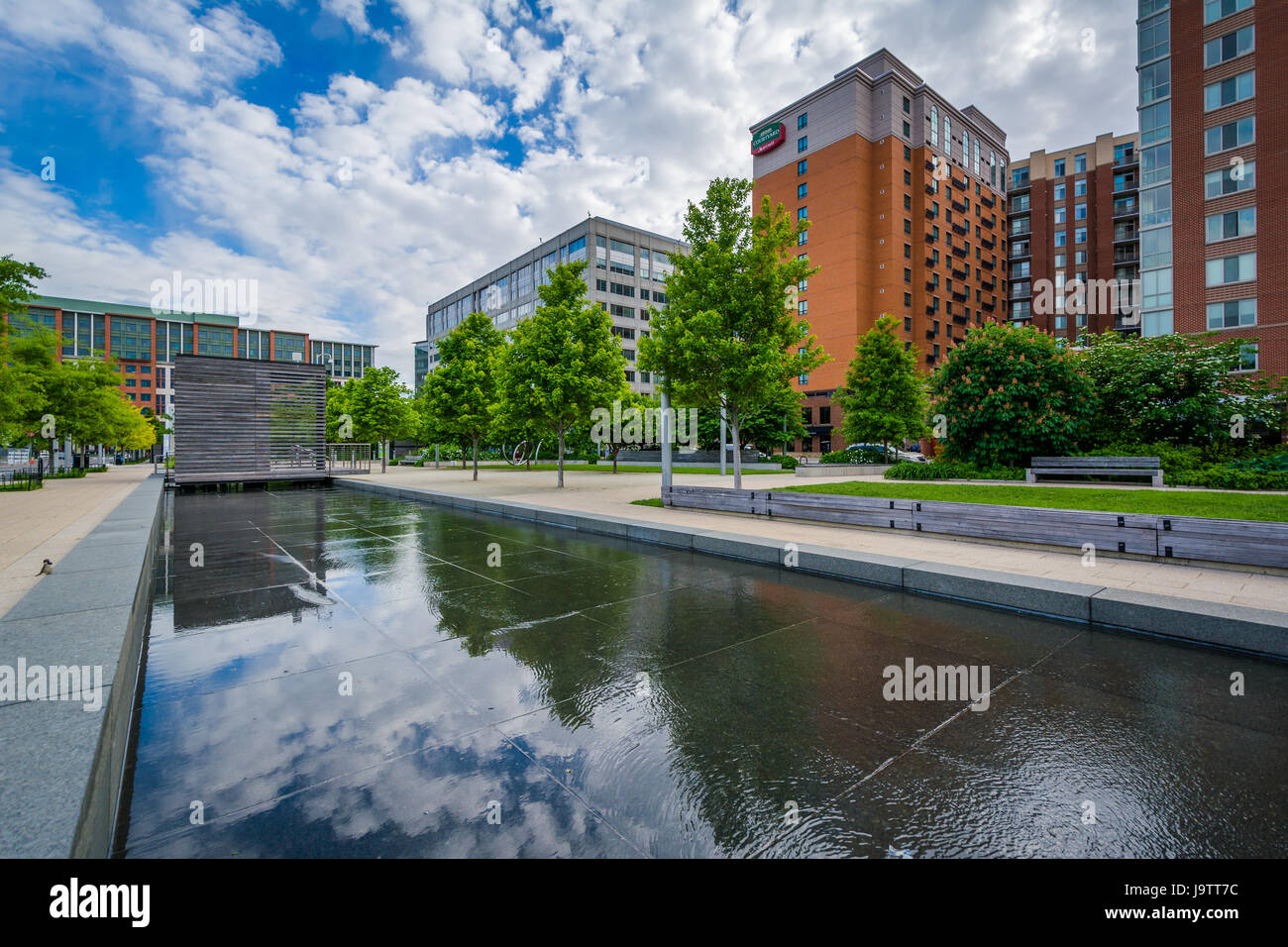 Modern buildings and Canal Park in the Navy Yard neighborhood of Washington, DC. Stock Photo
