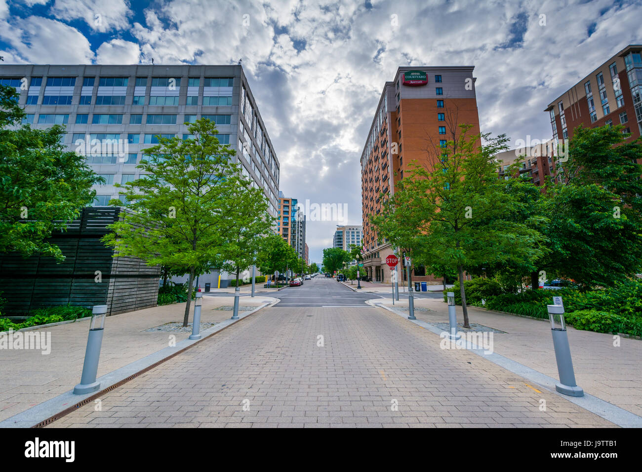 Street and modern buildings in the Navy Yard neighborhood of Washington, DC. Stock Photo