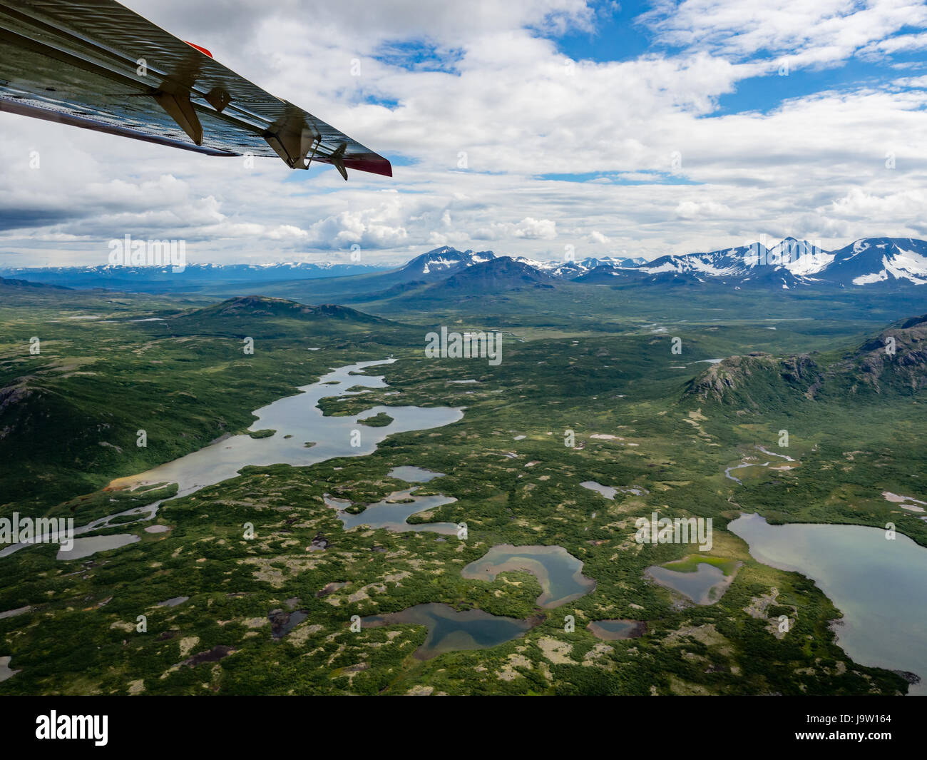 Aerial view of Katmai National Park wilderness from sea plane Stock Photo