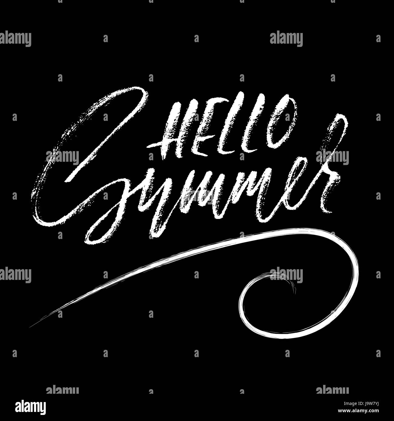 Hello summer hand drawn lettering isolated on white background for your ...