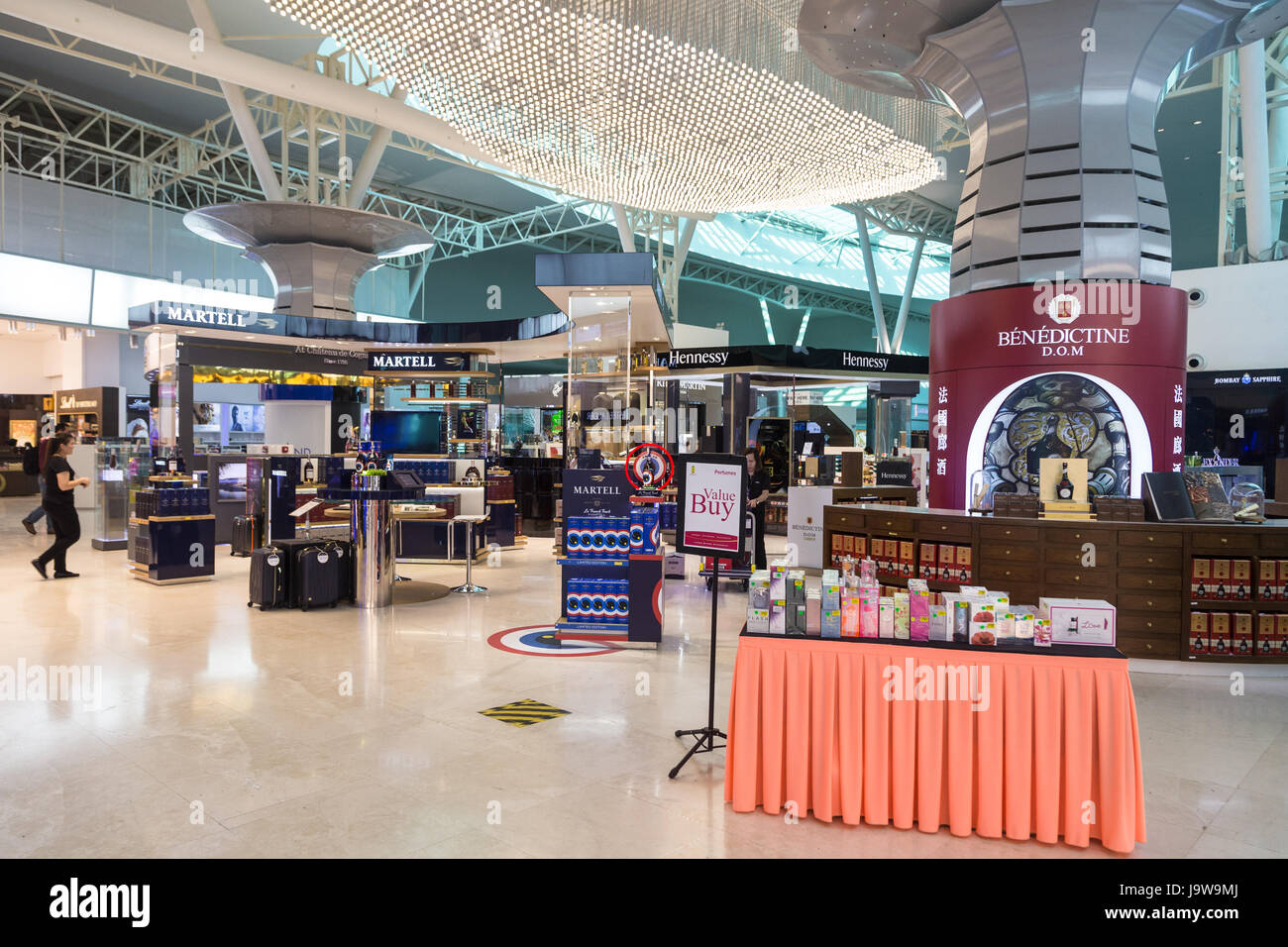 KUALA LUMPUR, MALAYSIA  MAY 19, 2017 Duty free goods, such as liquor