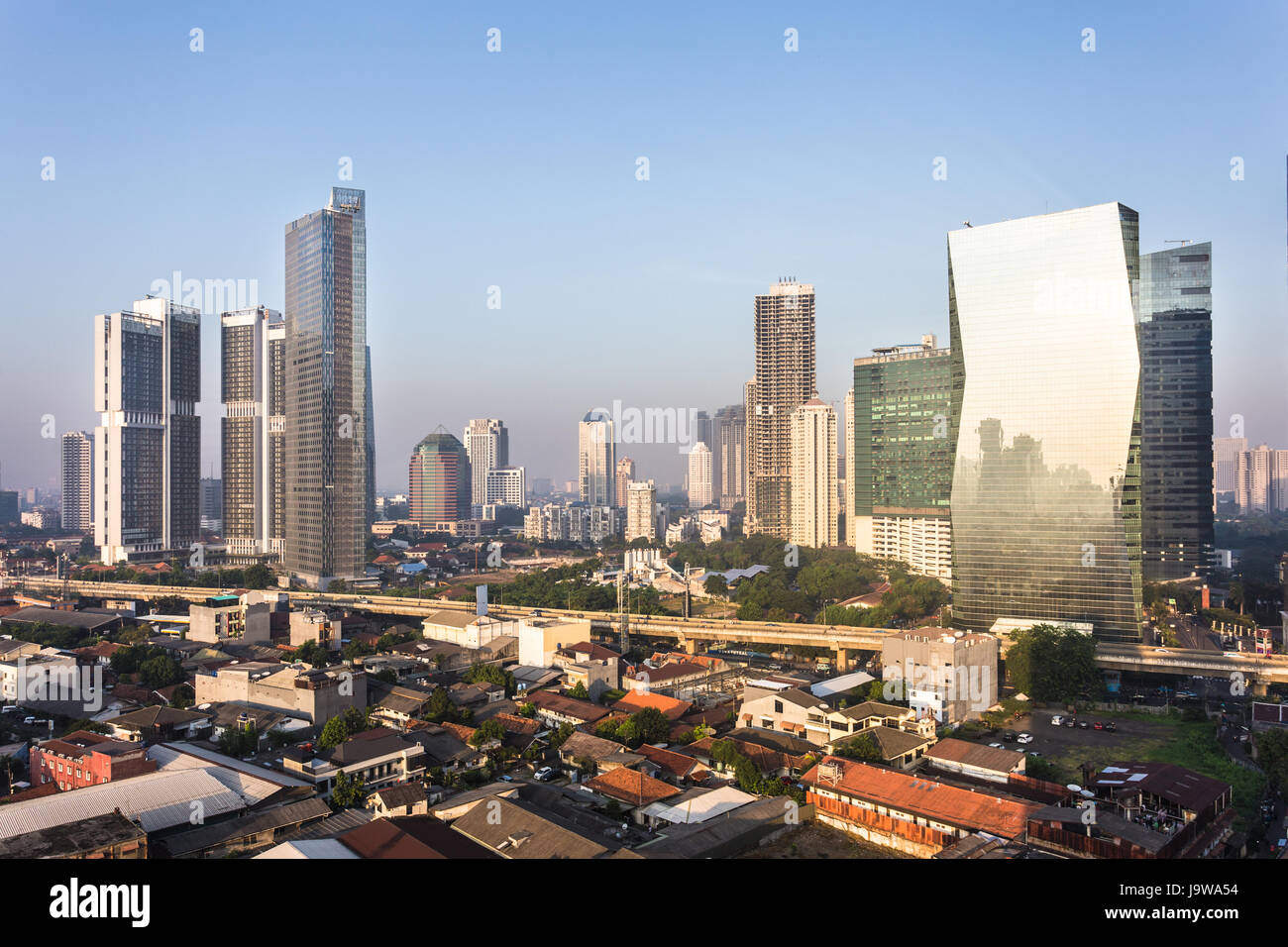 Sunset over Jakarta business district of Kuningan and Semanggi in ...