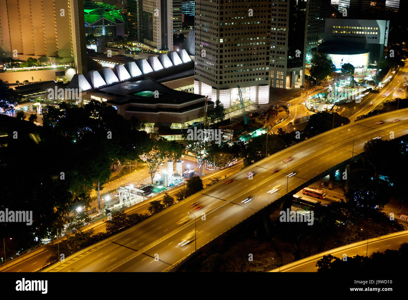 city, town, modern, modernity, traffic, transportation, night, nighttime, Stock Photo