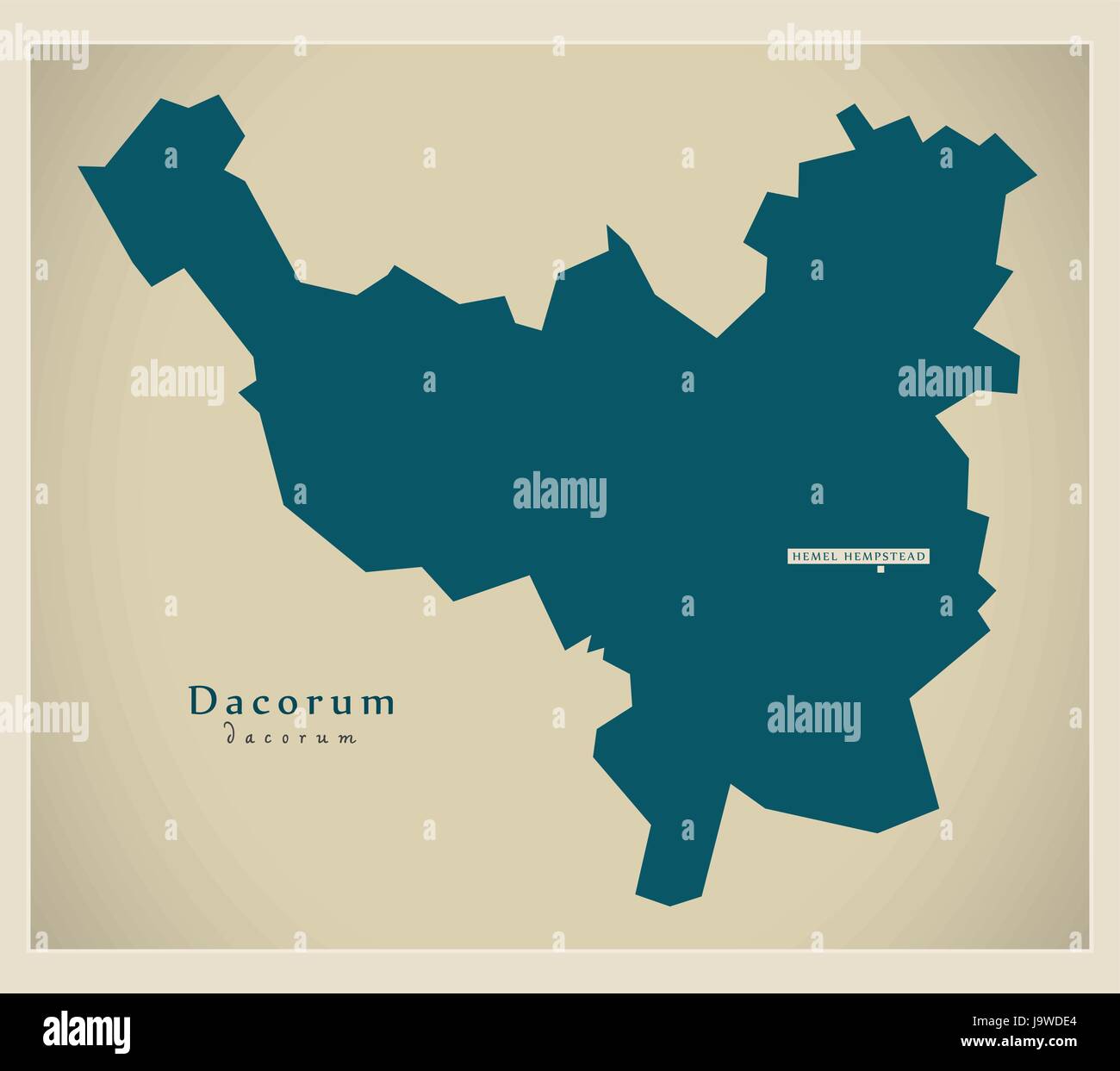 Modern Map - Dacorum district UK illustration Stock Vector